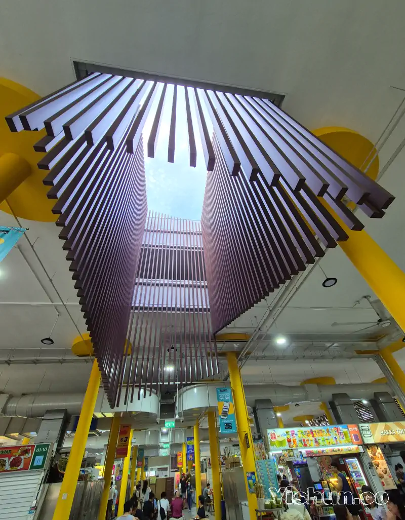 Behold the light well from the interior of the hawker centre